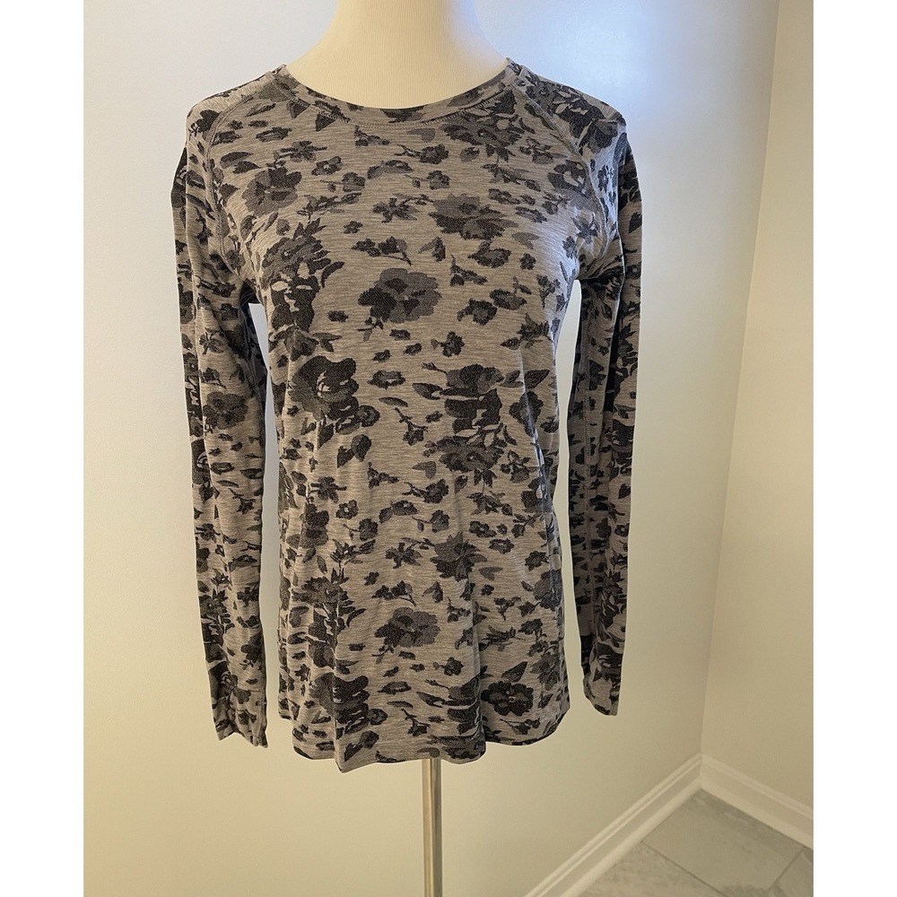 Athleta Momentum Long Sleeve Top Grey/Black Size Large #631844